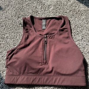 Women's Sleeveless Zip-Front Workout Tank Top/Bra - Brown